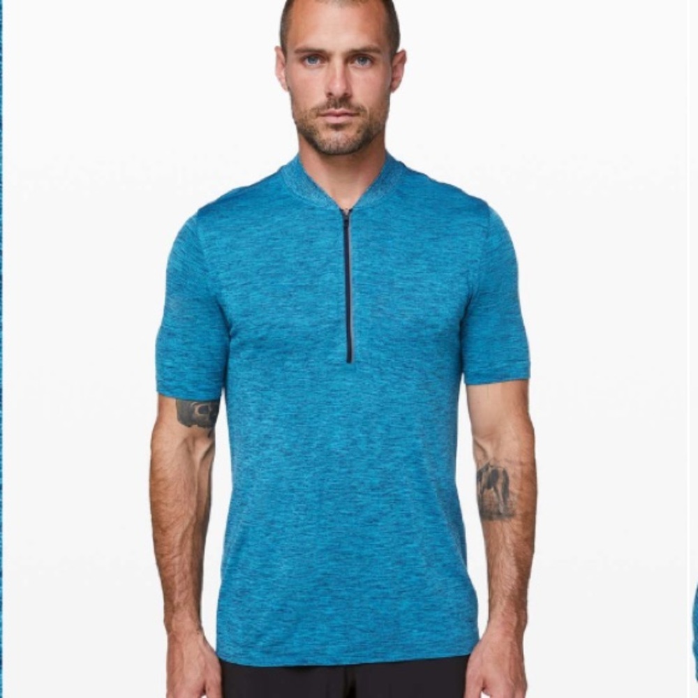 Lululemon Metal Vent Tech Surge Short Sleeve 1/2 Zip Top Lightweight Mesh Blue S